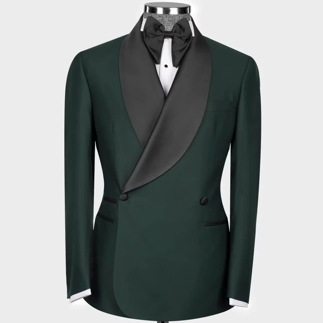 Luxury Fashion Men Suit 1 Piece Black With Bright Lapel Double Button For Wedding Banquet Work Office Business Casual Jacket