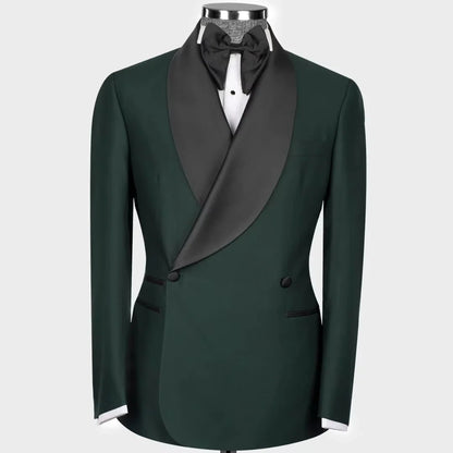 Luxury Fashion Men Suit 1 Piece Black With Bright Lapel Double Button For Wedding Banquet Work Office Business Casual Jacket