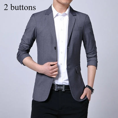 Blazer Men's Fashion Premium Business Outdoor Self-cultivation Gentleman English Style Solid Color Casual Hosts Weddings Blazer