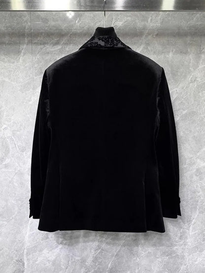 Banquet Elegant Gentlemen Business Fashion Slim Fit New Design Velvet Blazers Pants Mens Two Piece Set Groom Formal Suits Sets