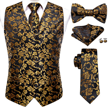 Men's Suit Vest Set – Broadcloth Waistcoat with Tie, Bowtie, Hanky & Cufflinks for Weddings & Office
