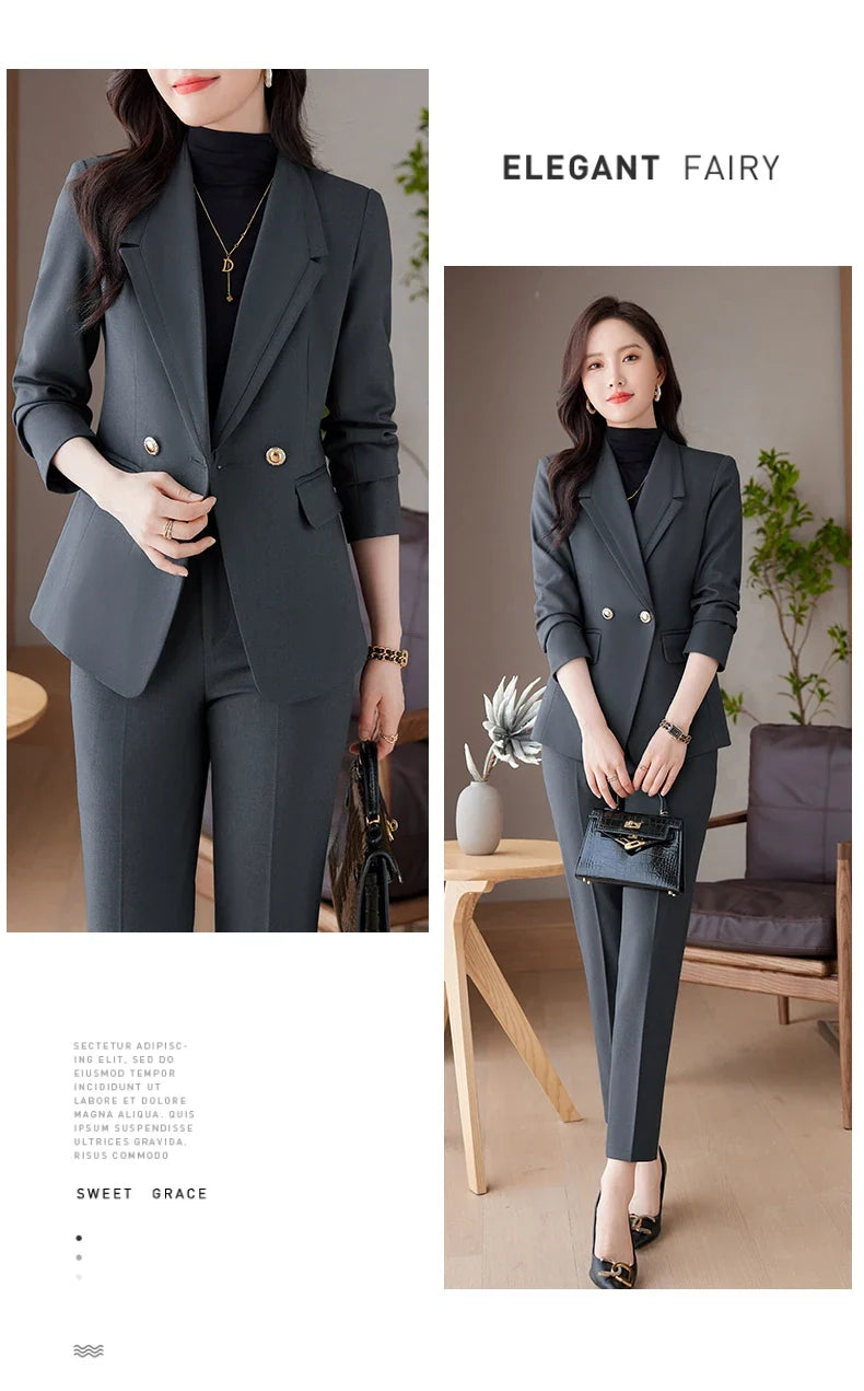 Professional Long-Sleeved Trouser Suits for Women, Fashionable Trousers, High Quality, Show, Elegant, New, Autumn and Winter
