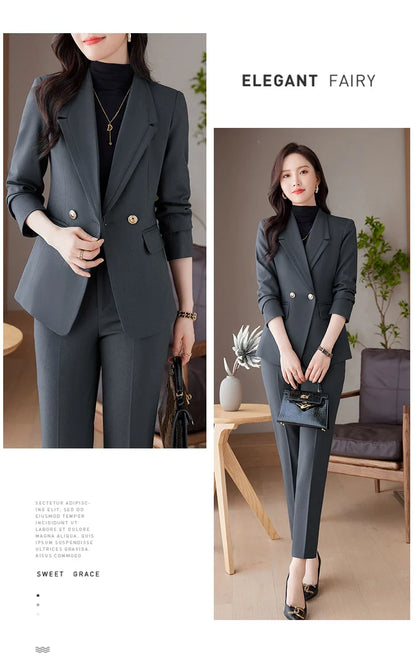 Professional Long-Sleeved Trouser Suits for Women, Fashionable Trousers, High Quality, Show, Elegant, New, Autumn and Winter