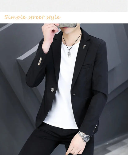 Blazer Men's Fashion Outdoor Travel Gentleman Wedding Slimming Business Versatile Trendy Casual Korean-style Formal Wear Blazer