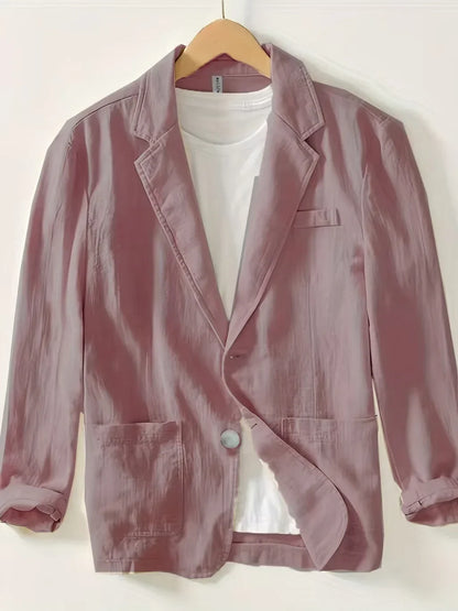 Cotton and Linen Blazer Men's Fashionable Business Casual Outdoor Versatile Travel Lightweight Loose-fitting Retro Style Blazer