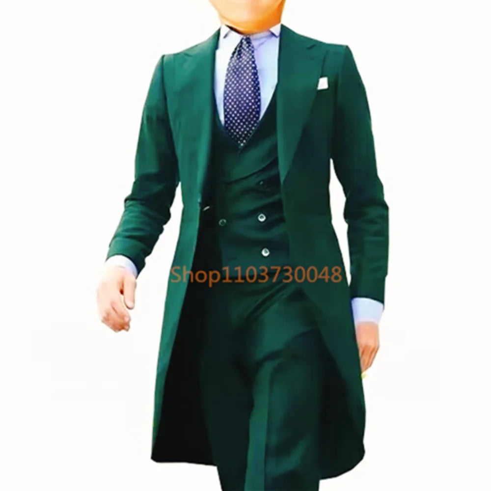 Costume 3 pièces élégant rouge pour homme coupe slim, blazer à simple boutonnage, gilet et pantalon, idéal pour mariage, smoking de marié, ou tenue d'affaires et de soirée