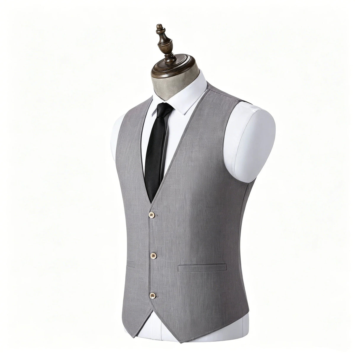 Men's Linen Waistcoat Slim Fit V-Neck Casual Suit Vest for Men