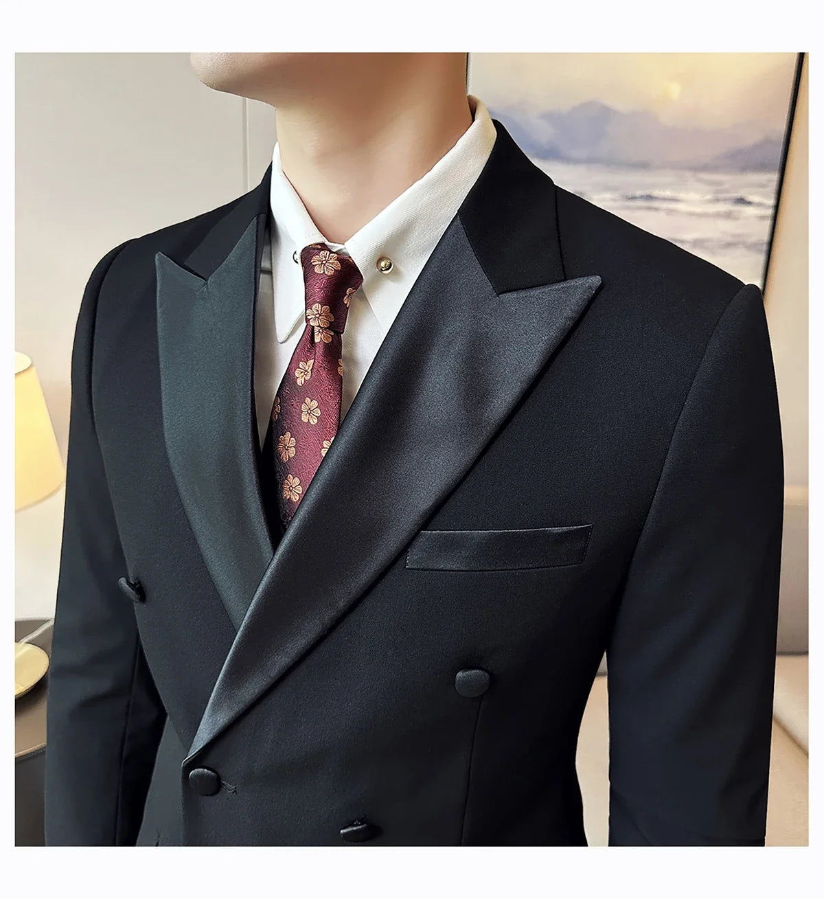 Plus Size 6XL 5XL Men Formal Business Suit 3 Set Pieces Classic Slim Fit Business Suits Sets Autumn Men Wedding Party Tuxedo