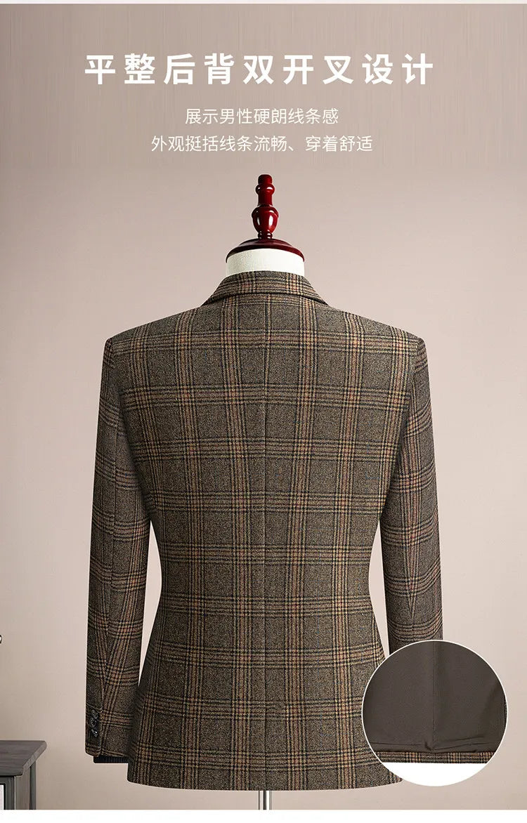 High Qualitys 50% Woolen Men's Suit Jacket Autumn Winter Thicken Warm Business Slim Fit Casual Wedding Groom Coats Tailcoat