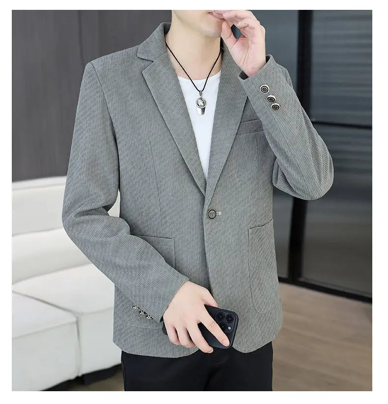 Blazer Men's Fashion Business Gentleman Groom Professional Gentleman Form-fitting Versatile Casual Formal Wear High-end Blazer