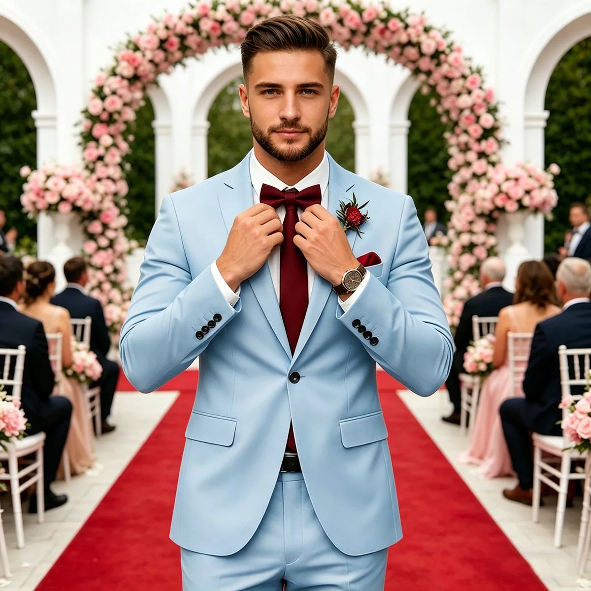 Men's 2-Piece Velour Suit – Slim Fit Blazer and Pants for Wedding, Prom & Formal Occasions