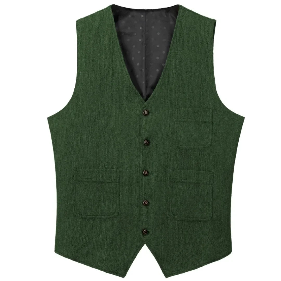 Men's Vest Herringbone Single Button Waistcoat for Wedding Business Casual