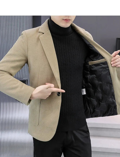 Blazer Men Fashionable Outdoor Wedding Versatile Slimming and Casual Korean Version Golden Mink Velvet Velvet and Cotton Blazer
