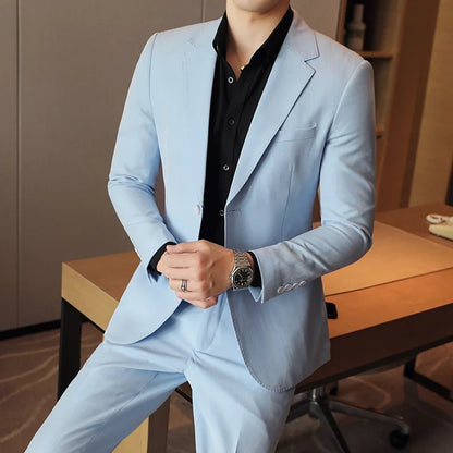 2024 Slim Fit Men's Wedding Casual Suit High-End All-in-One Handsome Two Button Fashion Boutique Single West Coat S-5XL