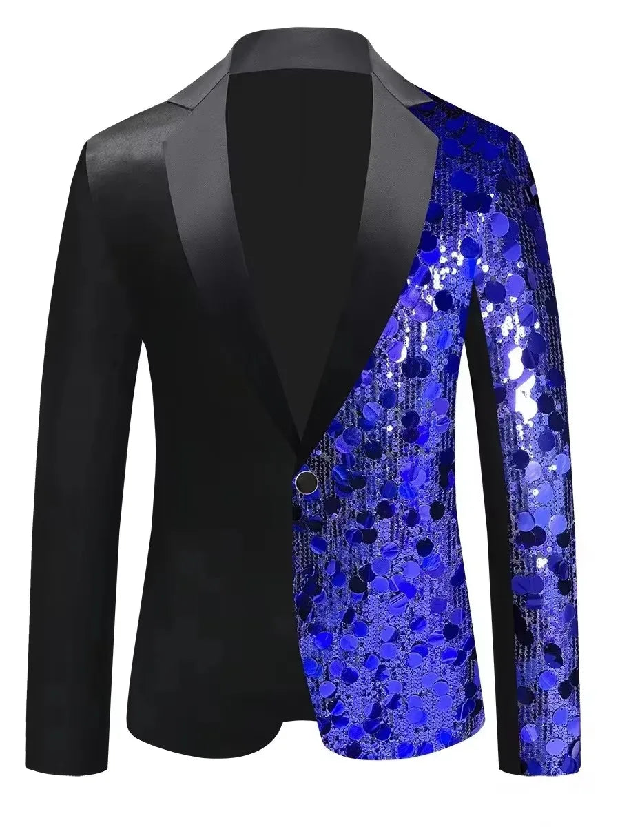 Men's Personality Shiny Sequins Suit Jackets Male Bar Nightclub Singer Tour Concert Stage Shiny Blazers Tuxedo Party Costume