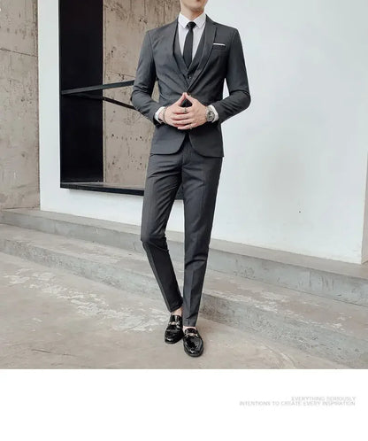 Men's Three-Piece Formal Suit – Slim Fit Business Dress Suit for Men