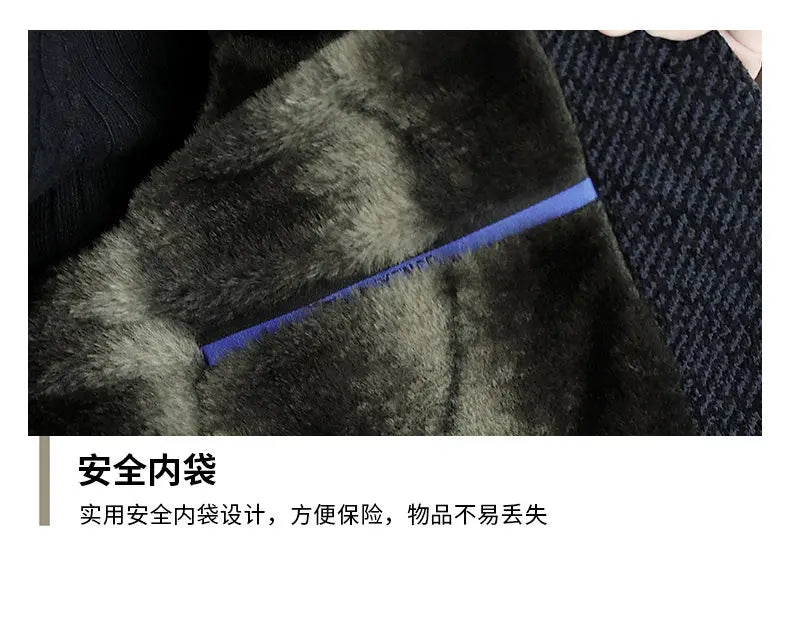 Middle-aged and young business suits, golden mink fleece casual Chenille woolen jackets for men in autumn and winter, with added