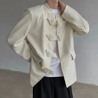 Spring Autumn New Women Blazer Stand Collar Single Breasted Chinese Style High-End Fashion Jacket Temperament Coats HK13461