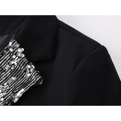 Women's Black Gothic Emo Blazer Jacket Harajuku 2000s Vestes Femme Outerwear Vintage Long Sleeve Sequins Suit Coat Clothing 2025