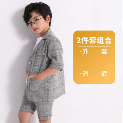 Low Price Clearance Stock Sale Boys Summer Jacket Pants/Shorts Photography Suit Kids Wedding Dress Children Host Costume
