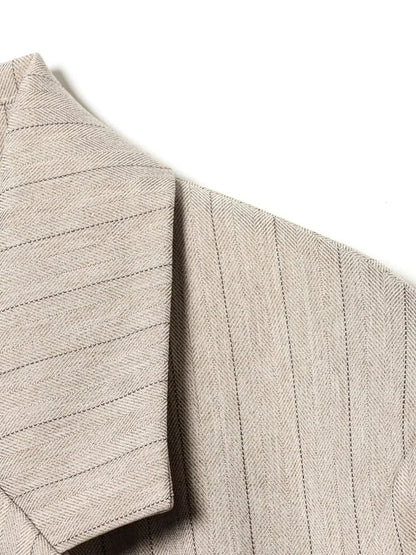 Women's Belted Stripe Blazer Jacket Structured Slim Suit Coat  Office Chic Long Sleeve Tailored Waist Belt Jacket Women