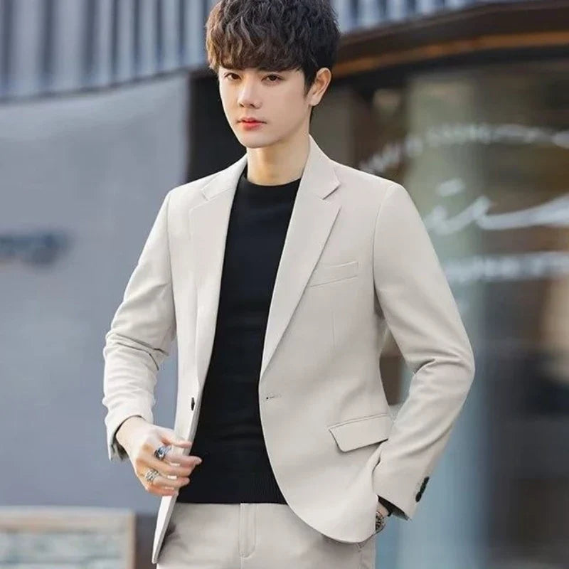 2026 Men's Korean Style Loose Retro Casual Blazer Spring Autumn Versatile Trendy Suit Jacket