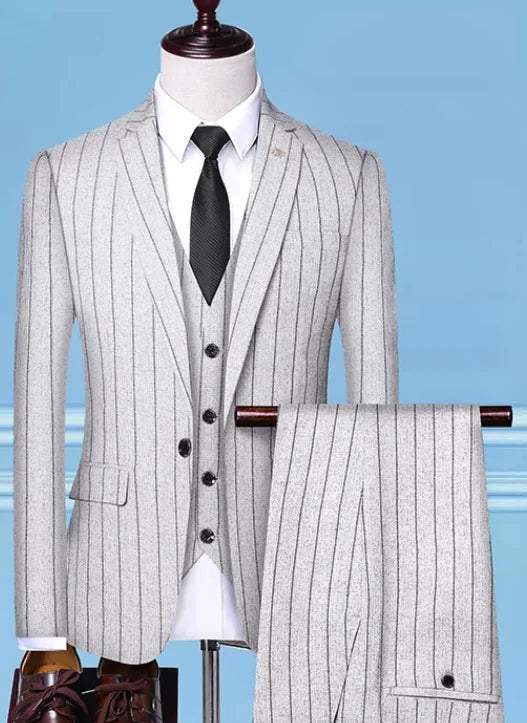 2025 Slim-Fit Three-Piece Suit Vest Trousers Set High-End Boutique British Wedding Party Trend Casual Formal Dress