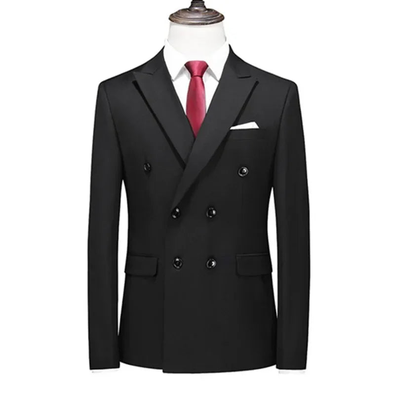 2026 Marque Mode Homme Costume de smoking croisé pour affaires/Costume ajusté pour homme Style coréen décontracté/Blazers vestes décontractées pour hommes
