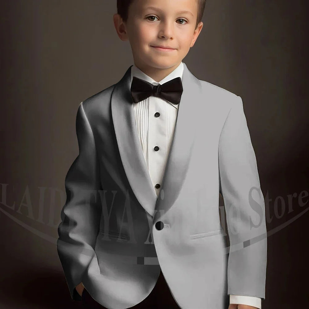 Chic Suits for Boy Cute Shawl Lapel One Button Blazer with Pants Party Costume Wedding Tuxedos 2 Piece Fashion Kids Clothes