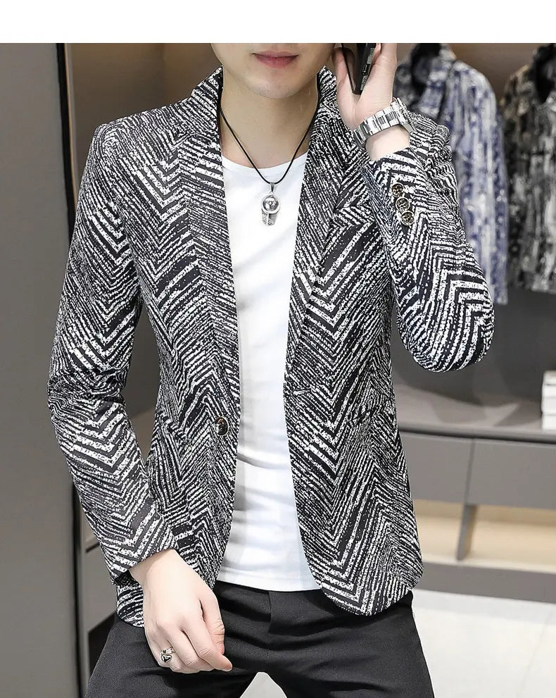 Blazer Men's Fashion Outdoor Travel Gentleman Wedding Slimming Business Versatile Trendy Casual Korean-style Formal Wear Blazer