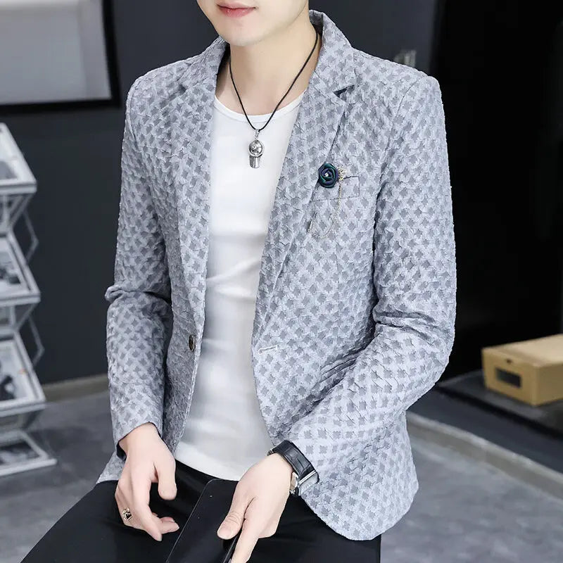 High Quality Suit Jacket Men Slim Fit Long Sleeve Casual Blazers Korean Fashion Streetwear Social Suit Jacket Men Clothing 2025