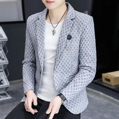 High Quality Suit Jacket Men Slim Fit Long Sleeve Casual Blazers Korean Fashion Streetwear Social Suit Jacket Men Clothing 2025