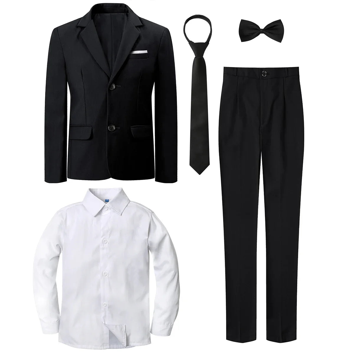 Boys Suit Kids Wedding Tuxedo Easter Birthday Party Gift Formal Perform Outfit Set Pants + Blazer + Dress Shirt + Necktie 4PCS