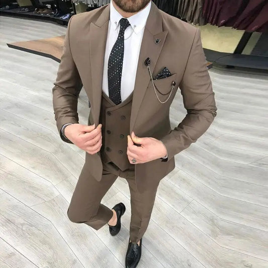 Men's 3 Piece Slim Fit Wedding Suit – Single Breasted Formal Tuxedo for Groom, Party & Prom