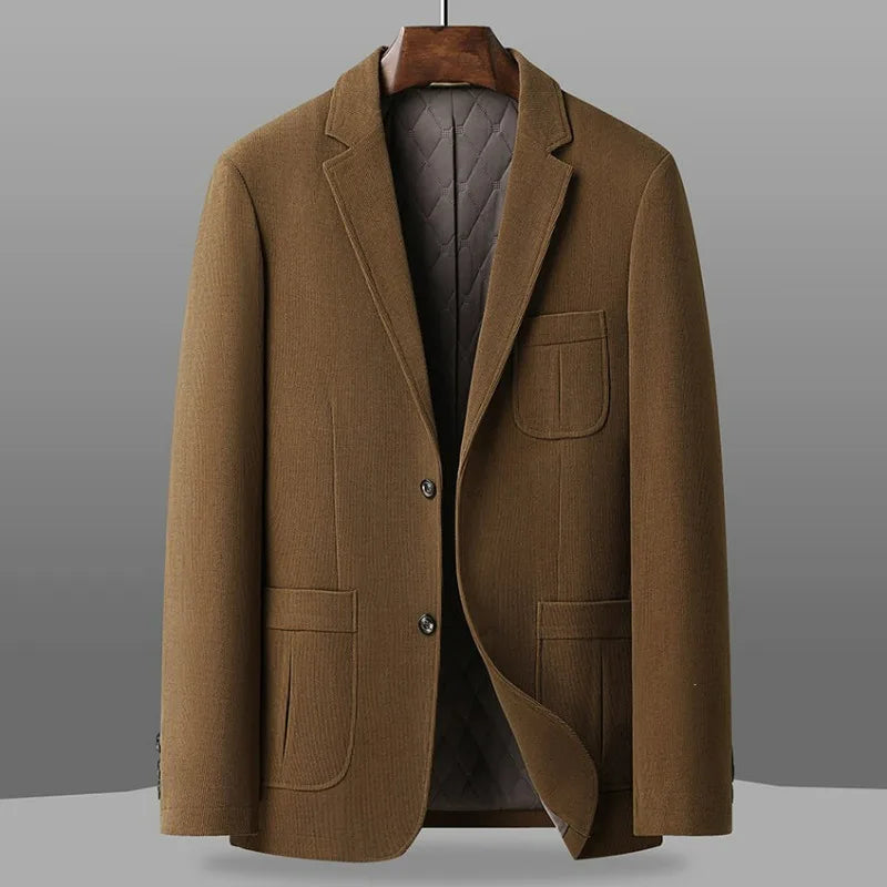 2026 Autumn Winter Men Suit Jacket Thicken Warm Long Sleeve Man Blazer Simple Solid Business Casual Male Outerwear