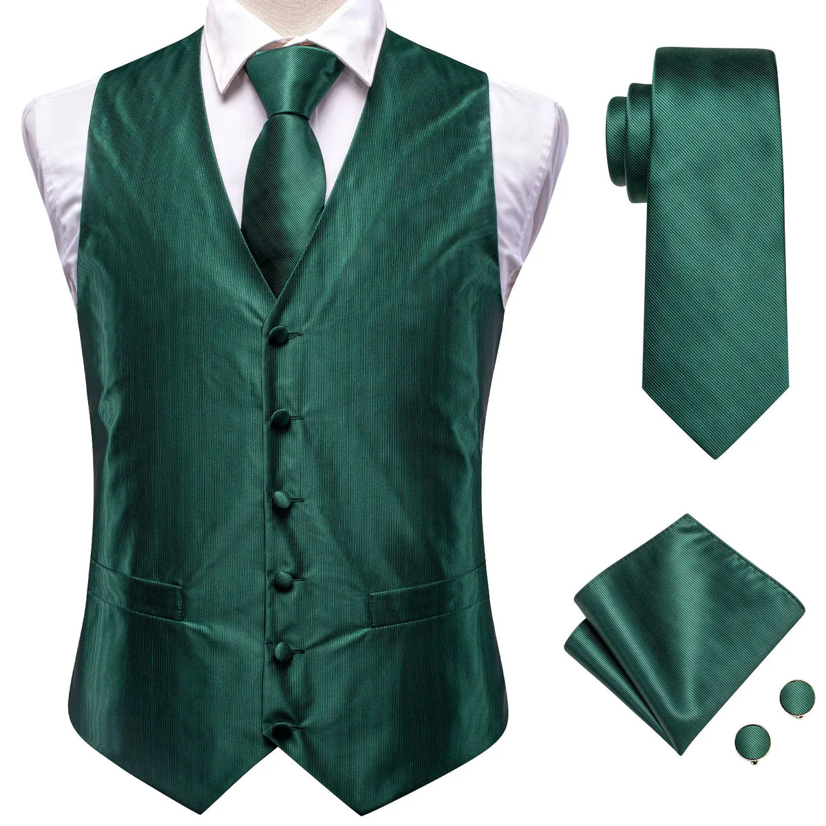 Men's Suit Vest 4-Piece Set – Solid Violet Lilac Woven Waistcoat for Weddings & Business Formal