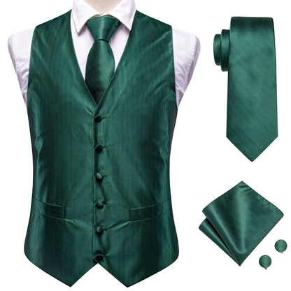 Men's Floral Paisley Suit Vest 4-Piece Set – Woven Waistcoat with Tie, Pocket Square & Cufflinks for Weddings & Formal Occasions