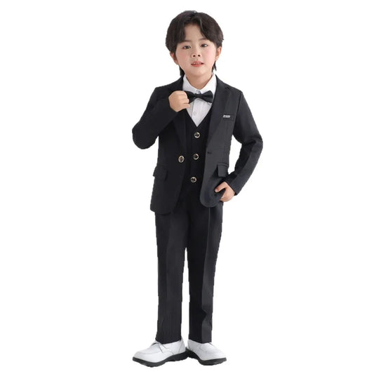 Boys British Blazer Jacket Waistcoat Wedding Suits Kids Morning Coat Formal Dress Children Tuxedos Clothes Sets Toddler Uniform