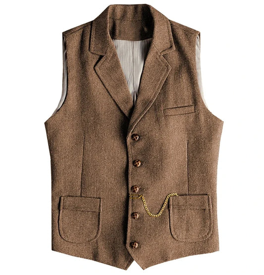 Men's Formal Vest with Pockets – Single Breasted Slim Fit Waistcoat for Weddings & Business