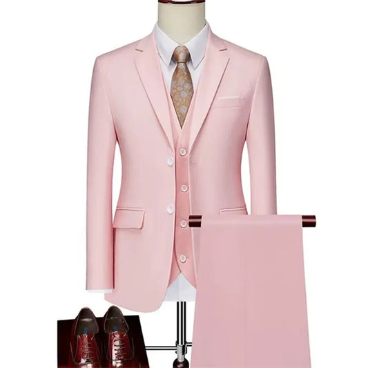 Men's 3 Piece Slim Fit Business Casual Suit、Blazer Vest Pants Set、Wrinkle-Resistant、Wedding Groom Suit