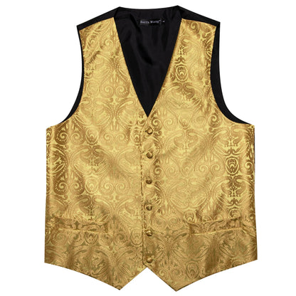Men's Vest 4-Piece Set | Jacquard Paisley Floral Waistcoat with Tie & Pocket Square for Formal Events