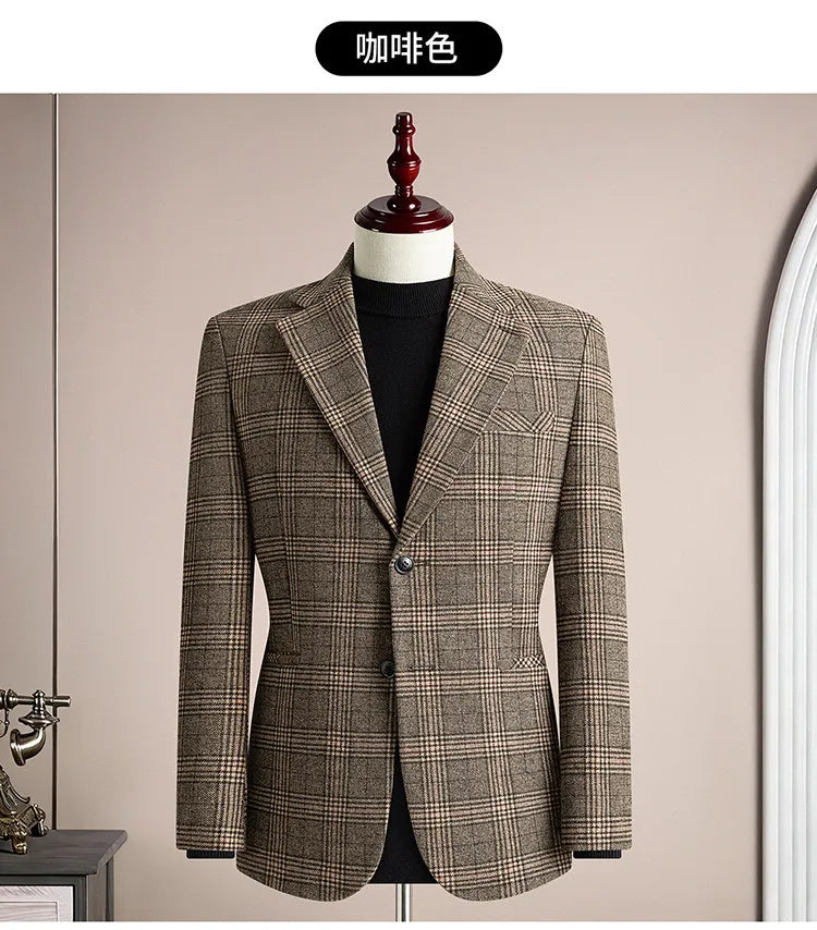 High Qualitys 50% Woolen Men's Suit Jacket Autumn Winter Thicken Warm Business Slim Fit Casual Wedding Groom Coats Tailcoat