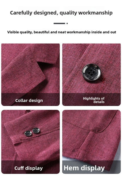 30% Linen Blazer - Men's Fashionally Fit Business Formal Wedding Gentleman's Cool Silk Lightweight Breathable Casual Blazer