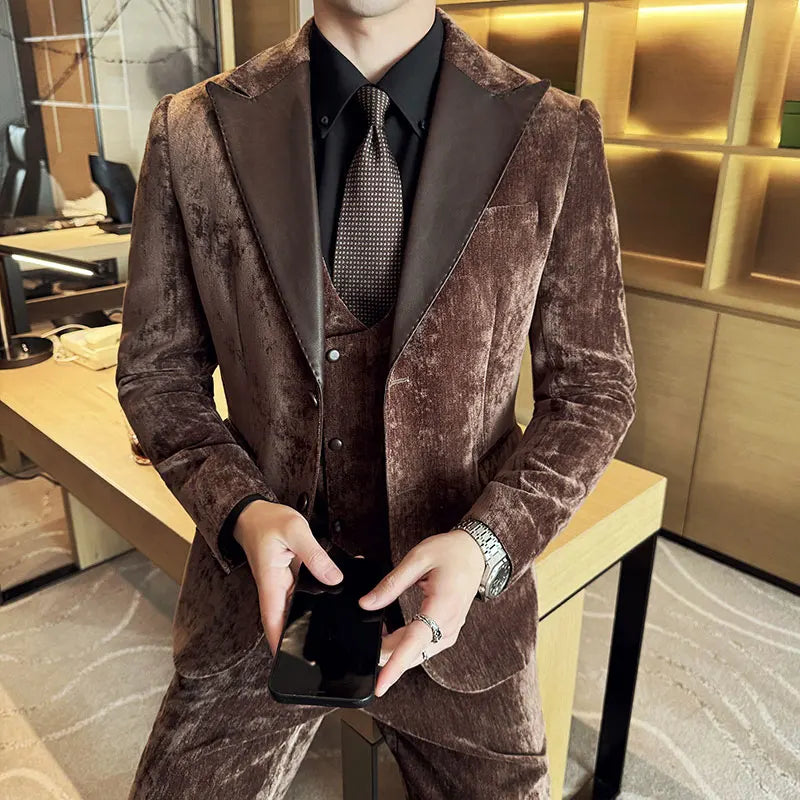 Men's Slim Fit 3-Piece Suit – Smart Casual & Wedding Formal Set