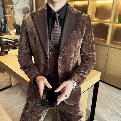 Men's Slim Fit 3-Piece Suit – Smart Casual & Wedding Formal Set