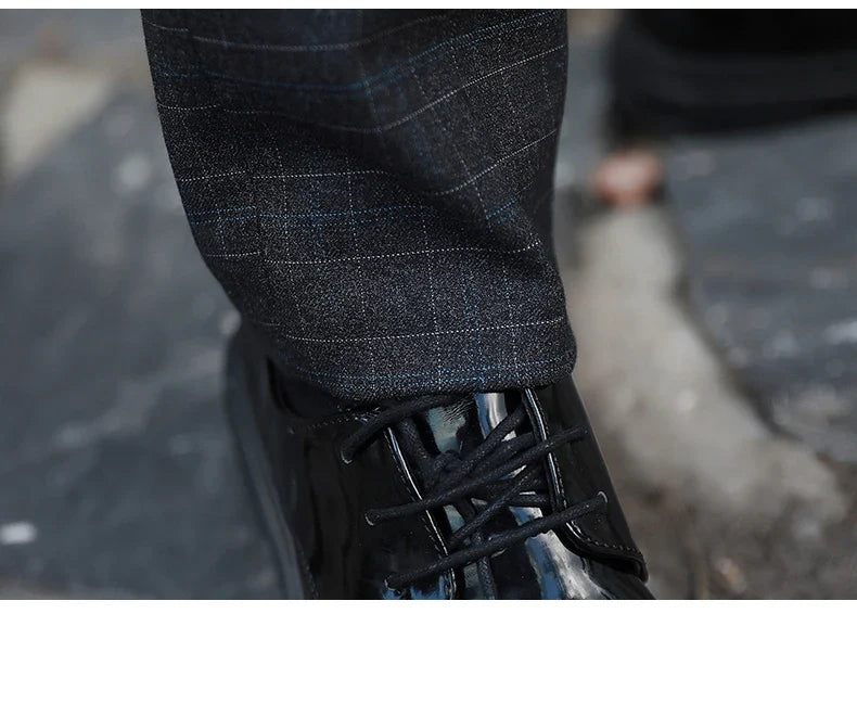 Men's Autumn Winter Trendy Three-Piece Suit Set Slim Fit Stylish Vest Trousers Ensemble Handsome Personality Wardrobe Essential
