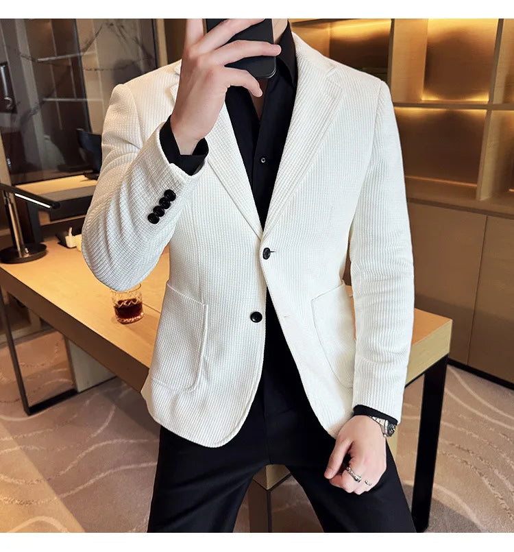 Autumn Winter New Chenille Velvet Suit Jacket Men's Casual Business Fashion Formal Party Coats  Tailcoat Men's Clothing 4XL-M