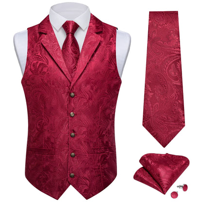 Men's Suit Vest & Tie Set – Paisley Jacquard Waistcoat for Weddings and Formal Occasions
