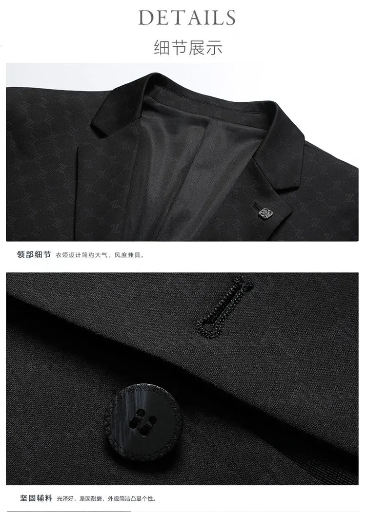 Blazer Fashion Business Handsome Gentleman Korean Version of British Style Casual Slim Solid Color Wedding Work Plaid Blazer