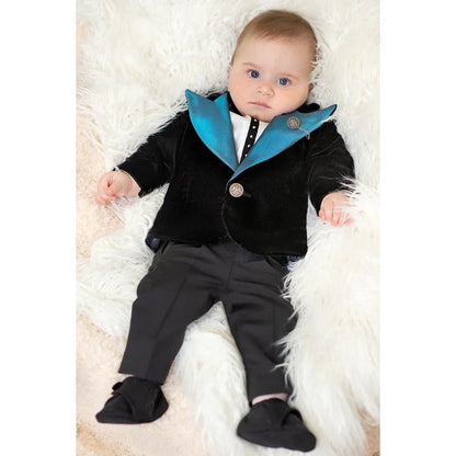 Chic Baby Boy Clothes Fashion Party Wedding Tuxedo 2 Piece Cute Peak Lapel One Button Jacket Sets Formal Kid Suit (Blazer+Pants)
